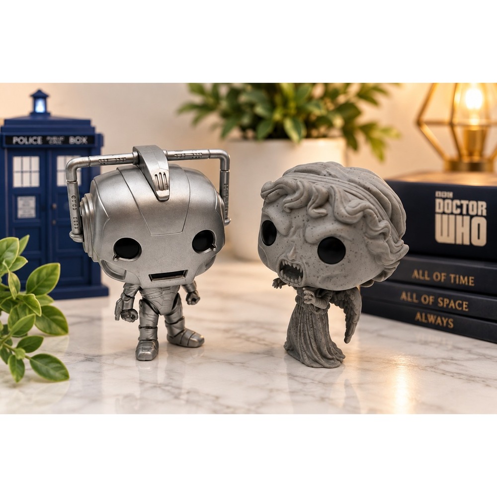 Doctor Who Funko Pop Cyberman & Weeping Angel Vinyl Figures Lot BBC Sci-Fi